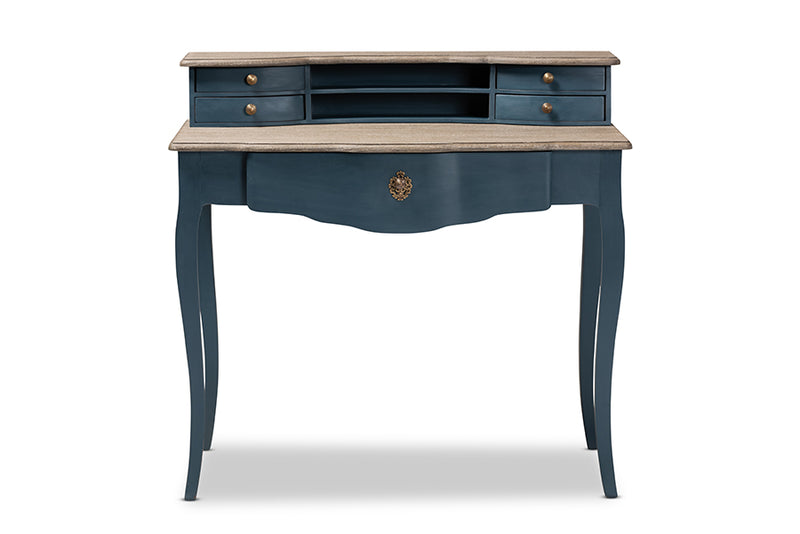 Baxton Studio Celestine French Provincial Blue Spruce Finished Wood Accent Writing Desk