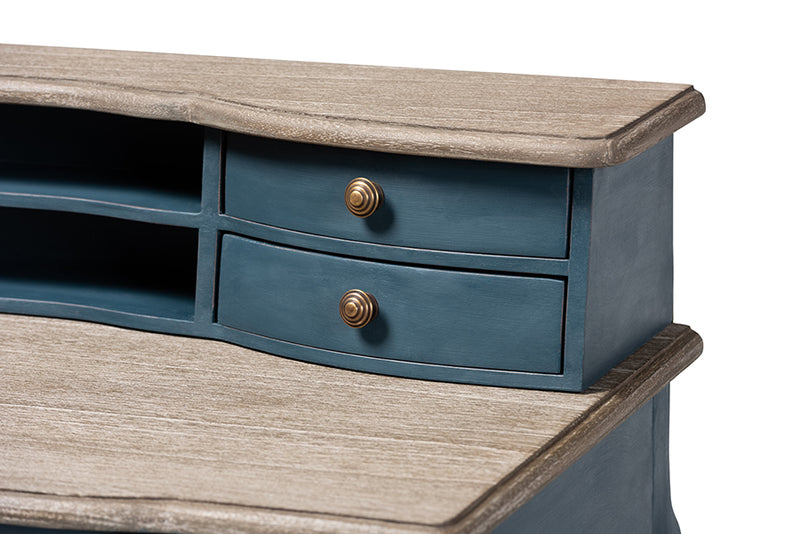 Baxton Studio Celestine French Provincial Blue Spruce Finished Wood Accent Writing Desk