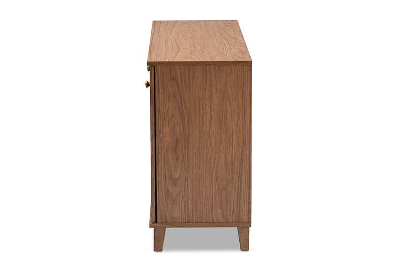 Baxton Studio Coolidge Modern and Contemporary Walnut Finished 8-Shelf Wood Shoe Storage Cabinet