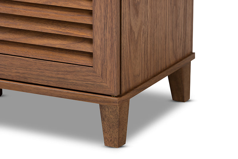 Baxton Studio Coolidge Modern and Contemporary Walnut Finished 8-Shelf Wood Shoe Storage Cabinet