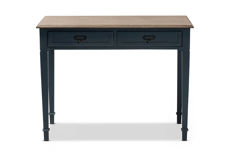 Baxton Studio Dauphine French Provincial Spruce Blue Accent Writing Desk