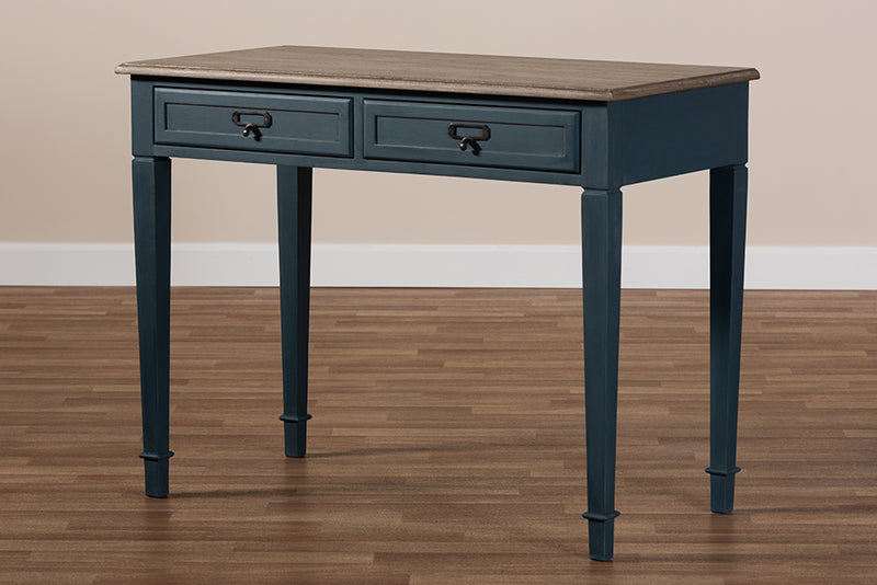 Baxton Studio Dauphine French Provincial Spruce Blue Accent Writing Desk