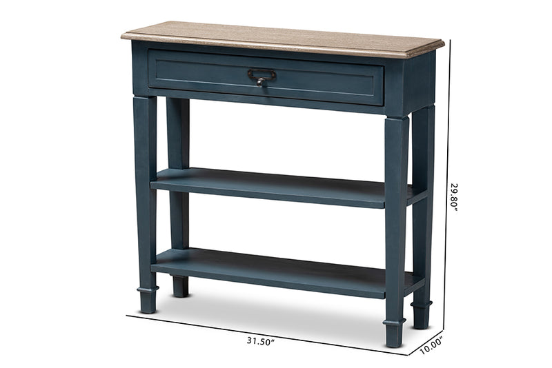 Baxton Studio Dauphine French Provincial Blue Spruce Fiinished Wood Accent Console Table
