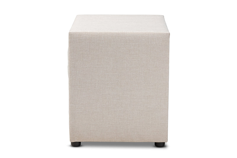 Baxton Studio Lepine Modern and Contemporary Light Beige Fabric Upholstered 2-Drawer Wood Nightstand
