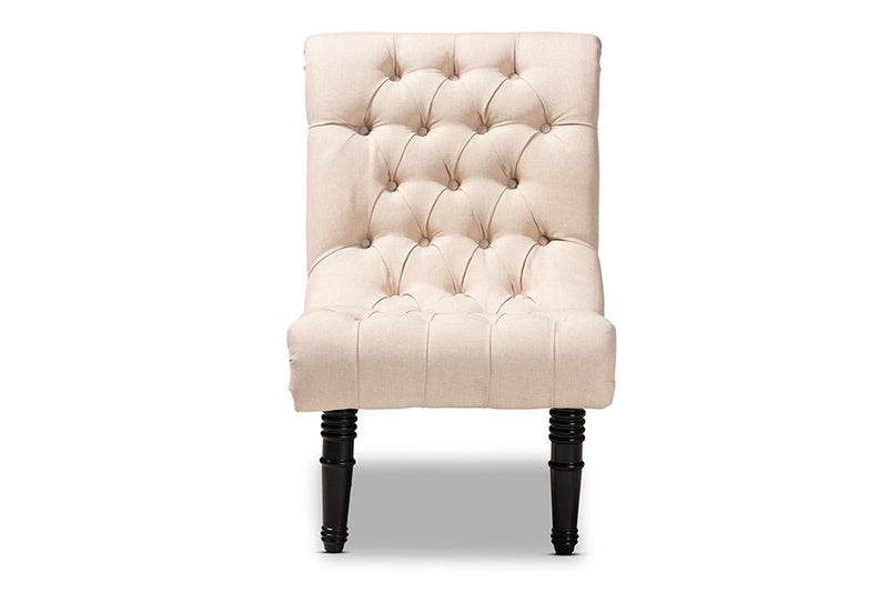 Baxton Studio Barthe Classic and Traditional Beige Fabric Upholstered Accent Chair with Rolled Back