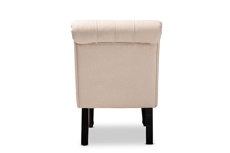 Baxton Studio Barthe Classic and Traditional Beige Fabric Upholstered Accent Chair with Rolled Back