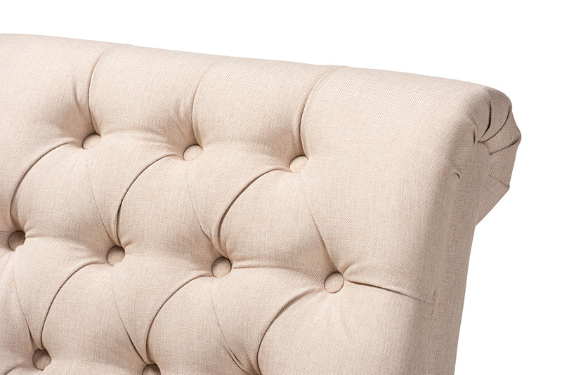 Baxton Studio Barthe Classic and Traditional Beige Fabric Upholstered Accent Chair with Rolled Back
