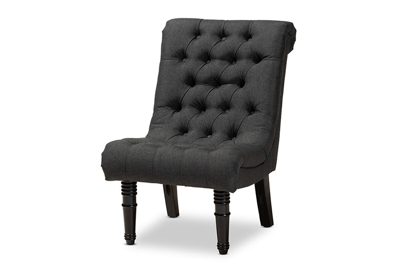 Baxton Studio Barthe Classic and Traditional Gray Fabric Upholstered Accent Chair with Rolled Back