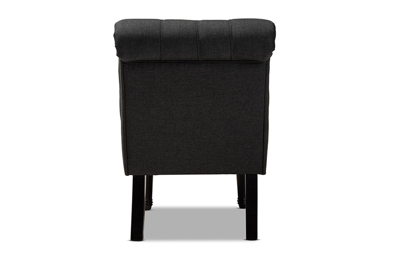 Baxton Studio Barthe Classic and Traditional Gray Fabric Upholstered Accent Chair with Rolled Back