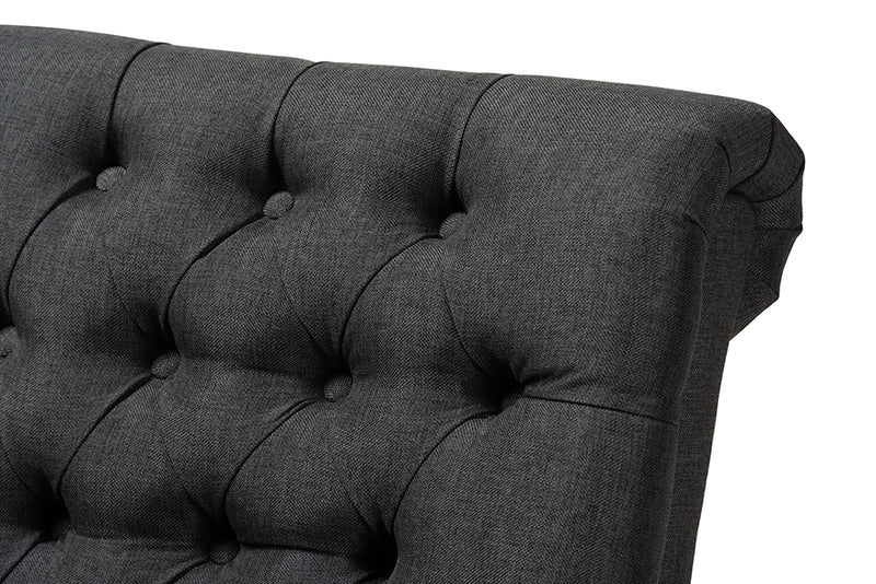 Baxton Studio Barthe Classic and Traditional Gray Fabric Upholstered Accent Chair with Rolled Back