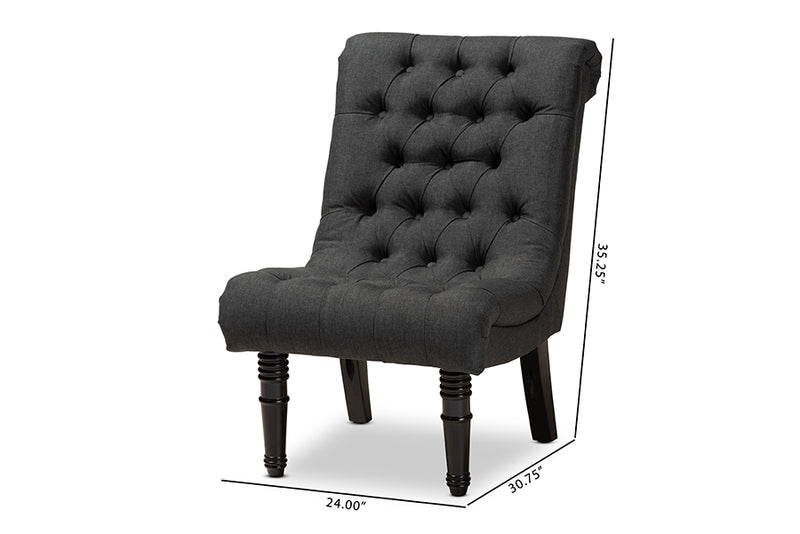 Baxton Studio Barthe Classic and Traditional Gray Fabric Upholstered Accent Chair with Rolled Back