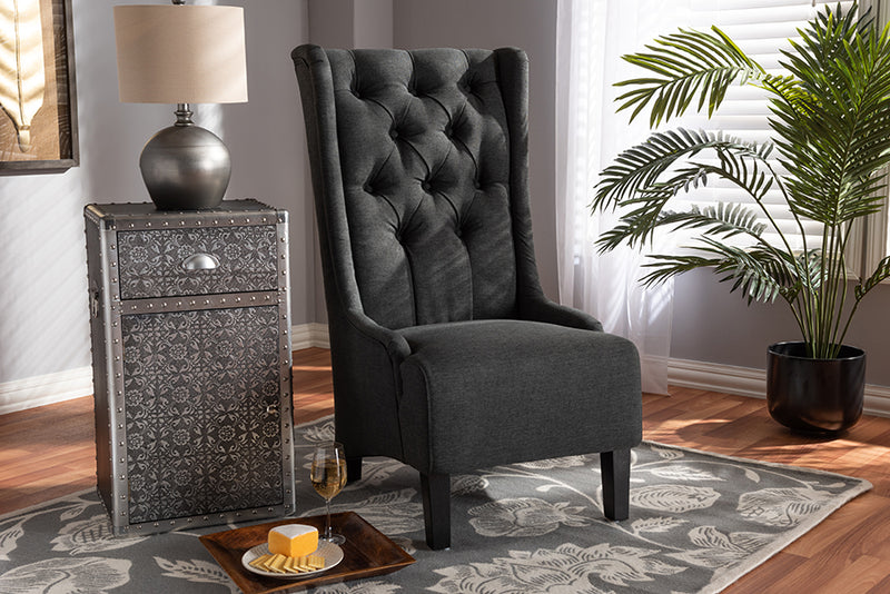 Baxton Studio Dorais Transitional Gray Fabric Upholstered Accent Chair