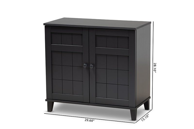 Baxton Studio Glidden Modern and Contemporary Dark Grey Finished 4-Shelf Wood Shoe Storage Cabinet