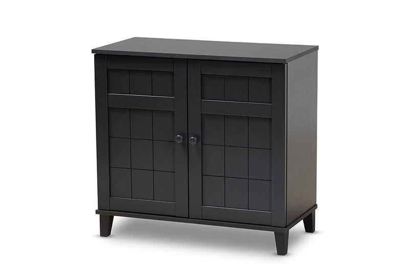 Baxton Studio Glidden Modern and Contemporary Dark Grey Finished 4-Shelf Wood Shoe Storage Cabinet