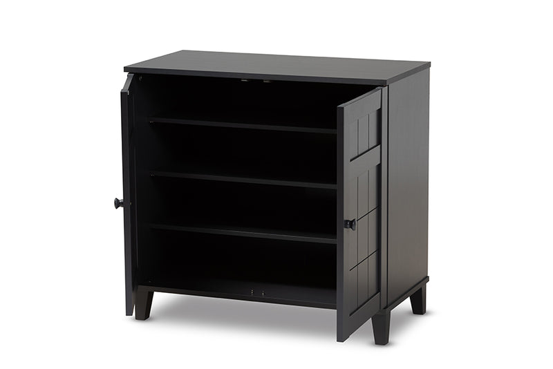 Baxton Studio Glidden Modern and Contemporary Dark Grey Finished 4-Shelf Wood Shoe Storage Cabinet