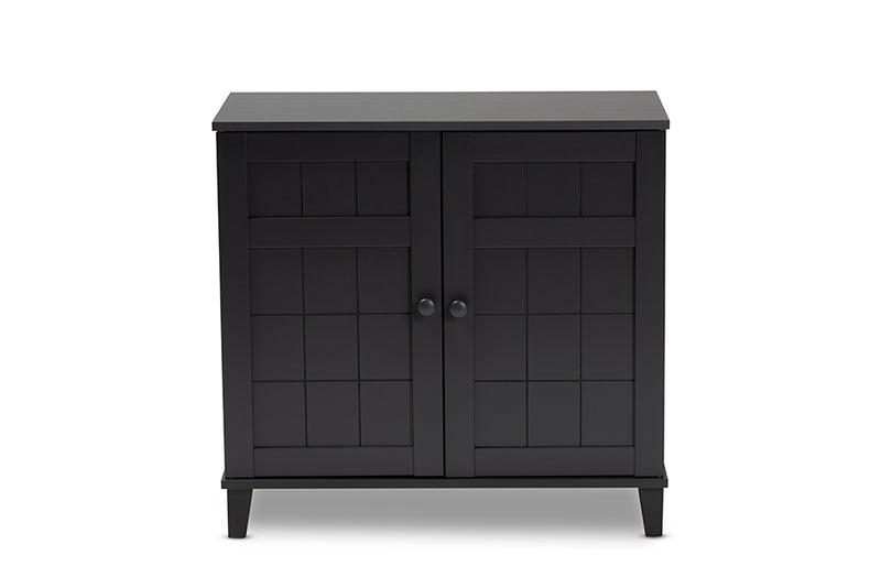 Baxton Studio Glidden Modern and Contemporary Dark Grey Finished 4-Shelf Wood Shoe Storage Cabinet