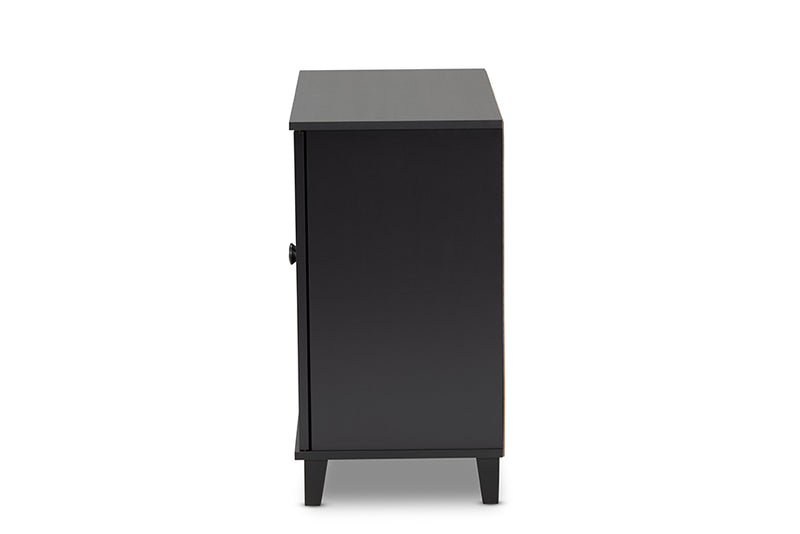 Baxton Studio Glidden Modern and Contemporary Dark Grey Finished 4-Shelf Wood Shoe Storage Cabinet