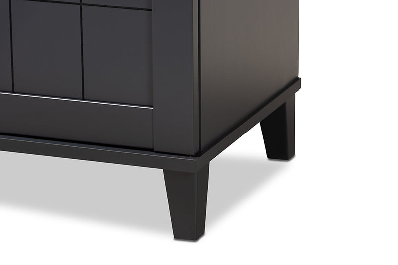 Baxton Studio Glidden Modern and Contemporary Dark Grey Finished 4-Shelf Wood Shoe Storage Cabinet