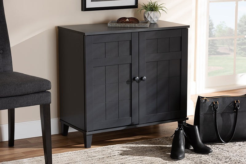 Baxton Studio Glidden Modern and Contemporary Dark Grey Finished 4-Shelf Wood Shoe Storage Cabinet