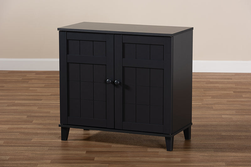 Baxton Studio Glidden Modern and Contemporary Dark Grey Finished 4-Shelf Wood Shoe Storage Cabinet