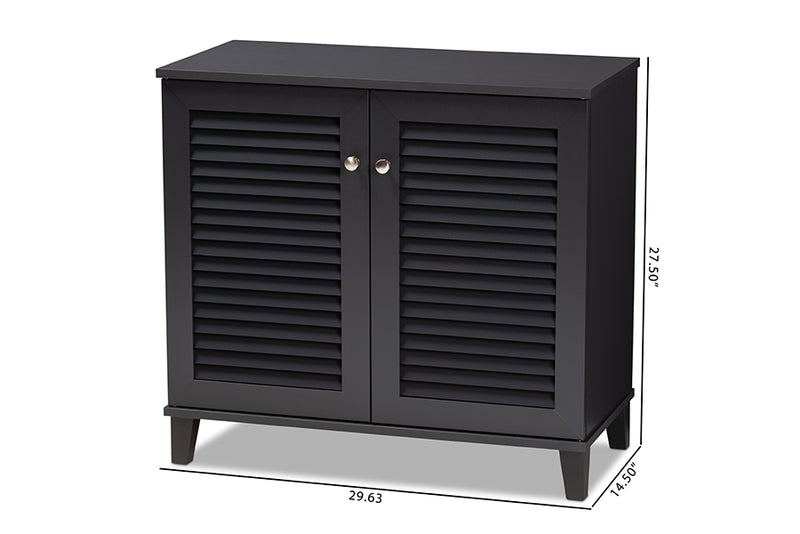 Baxton Studio Coolidge Modern and Contemporary Dark Grey Finished 4-Shelf Wood Shoe Storage Cabinet