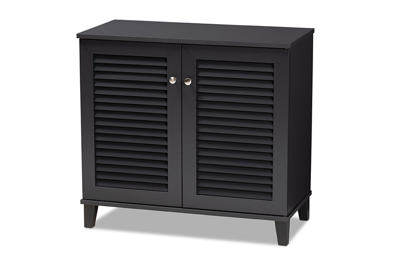 Baxton Studio Coolidge Modern and Contemporary Dark Grey Finished 4-Shelf Wood Shoe Storage Cabinet