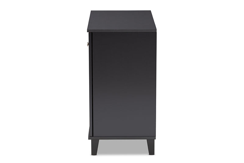 Baxton Studio Coolidge Modern and Contemporary Dark Grey Finished 4-Shelf Wood Shoe Storage Cabinet