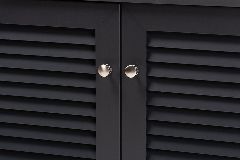 Baxton Studio Coolidge Modern and Contemporary Dark Grey Finished 4-Shelf Wood Shoe Storage Cabinet