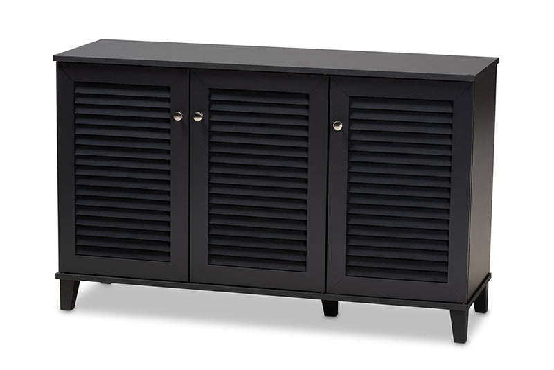 Baxton Studio Coolidge Modern and Contemporary Dark Grey Finished 8-Shelf Wood Shoe Storage Cabinet