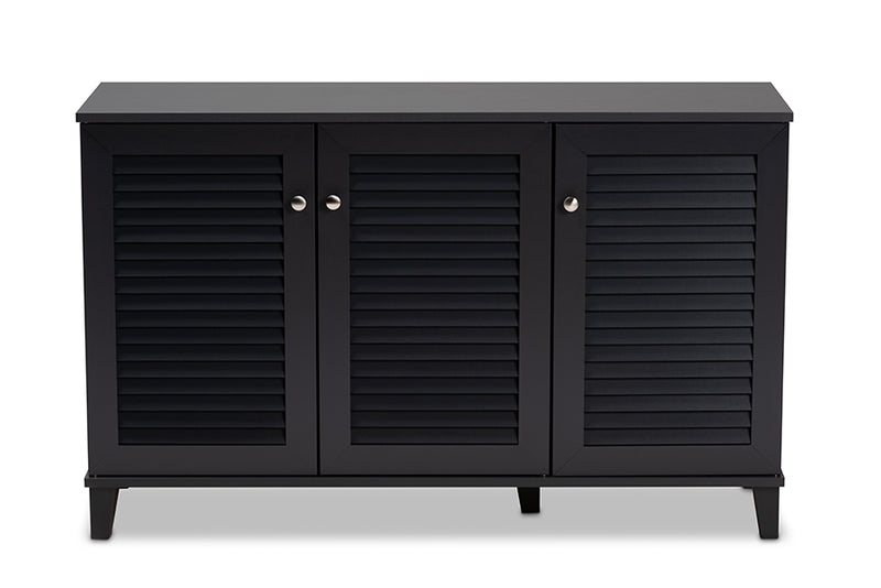 Baxton Studio Coolidge Modern and Contemporary Dark Grey Finished 8-Shelf Wood Shoe Storage Cabinet
