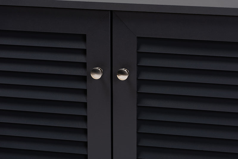 Baxton Studio Coolidge Modern and Contemporary Dark Grey Finished 8-Shelf Wood Shoe Storage Cabinet