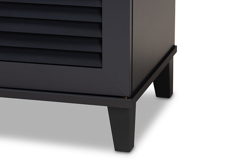 Baxton Studio Coolidge Modern and Contemporary Dark Grey Finished 8-Shelf Wood Shoe Storage Cabinet