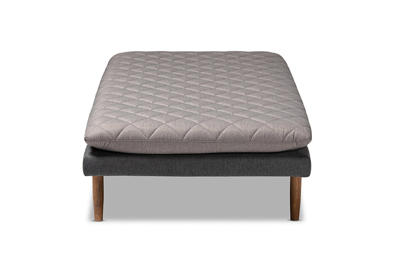 Baxton Studio Marit Mid-Century Modern Two-Tone Grey Fabric Upholstered Walnut Finished Wood Daybed