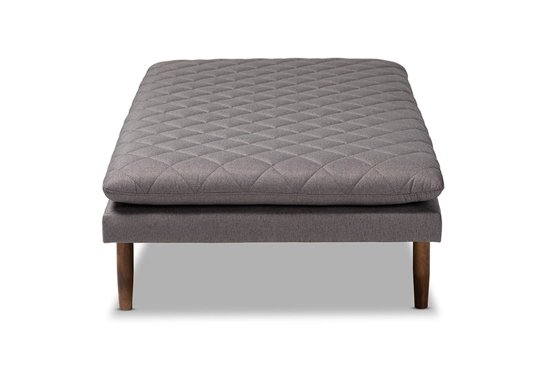 Baxton Studio Marit Mid-Century Modern Grey Fabric Upholstered Walnut Finished Wood Daybed