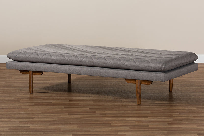 Baxton Studio Marit Mid-Century Modern Grey Fabric Upholstered Walnut Finished Wood Daybed
