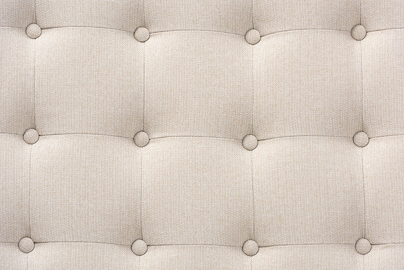 Baxton Studio Alvere Modern and Contemporary Beige Fabric Upholstered Walnut Finished Cocktail Ottoman