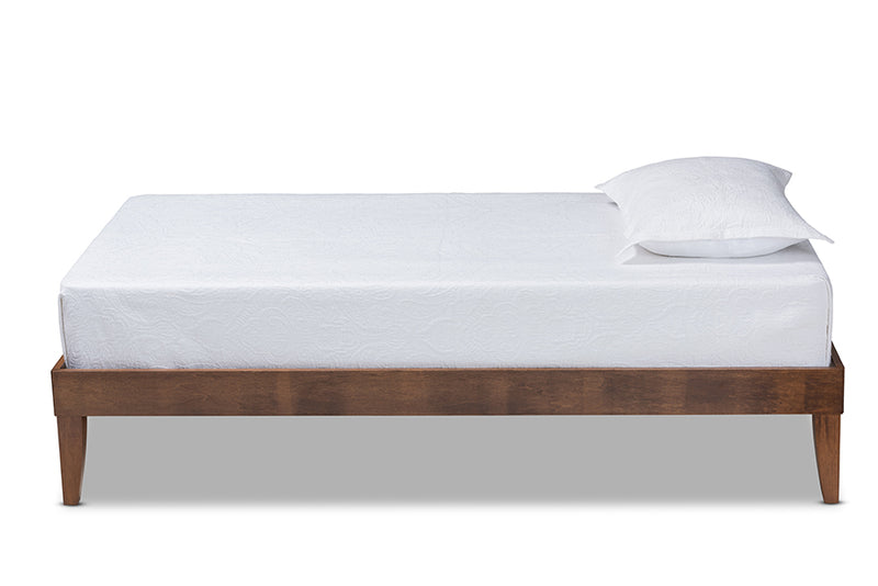 Baxton Studio Lucina Mid-Century Modern Walnut Brown Finished Twin Size Platform Bed Frame