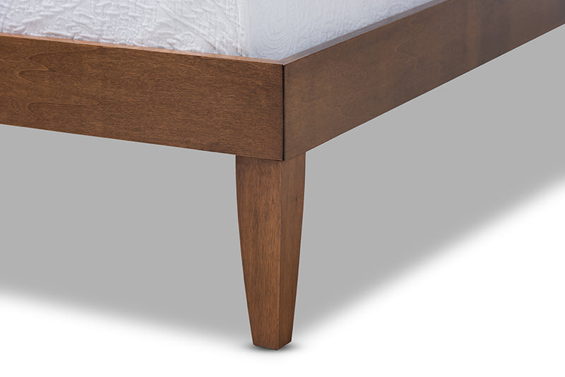 Baxton Studio Lucina Mid-Century Modern Walnut Brown Finished Twin Size Platform Bed Frame