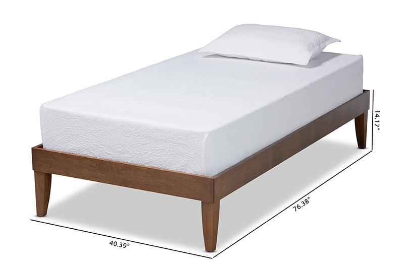 Baxton Studio Lucina Mid-Century Modern Walnut Brown Finished Twin Size Platform Bed Frame