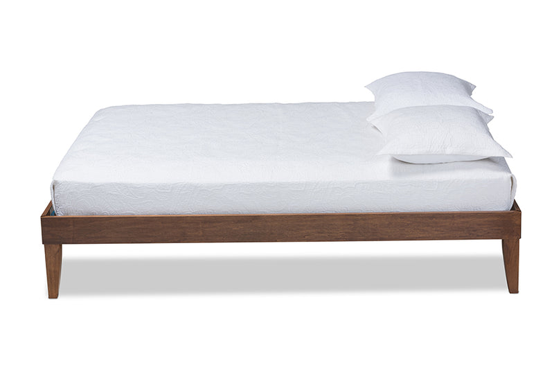 Baxton Studio Lucina Mid-Century Modern Walnut Brown Finished Queen Size Platform Bed Frame
