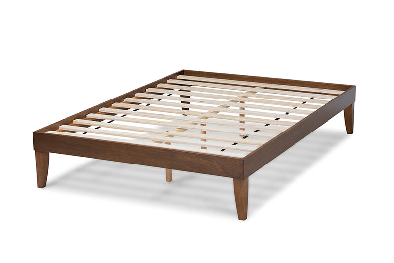 Baxton Studio Lucina Mid-Century Modern Walnut Brown Finished Queen Size Platform Bed Frame