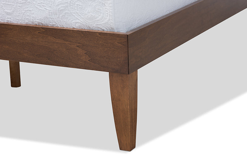 Baxton Studio Lucina Mid-Century Modern Walnut Brown Finished Queen Size Platform Bed Frame
