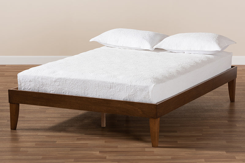 Baxton Studio Lucina Mid-Century Modern Walnut Brown Finished Full Size Platform Bed Frame