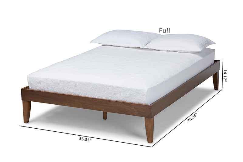 Baxton Studio Lucina Mid-Century Modern Walnut Brown Finished Full Size Platform Bed Frame