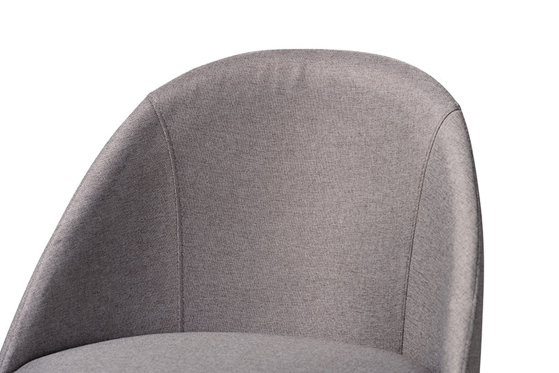 Baxton Studio Carra Mid-Century Modern Grey Fabric Upholstered Walnut-Finished Wood Swivel Bar Stool Set of 2