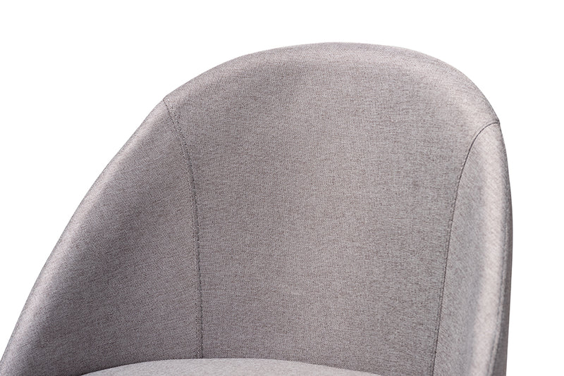 Baxton Studio Carra Mid-Century Modern Grey Fabric Upholstered Walnut-Finished Wood Swivel Counter Stool Set of 2