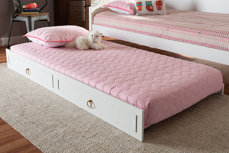 Baxton Studio Mariana Classic and Traditional White Finished Wood Twin Size Trundle