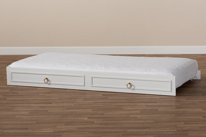 Baxton Studio Mariana Classic and Traditional White Finished Wood Twin Size Trundle