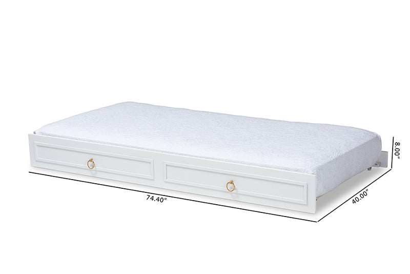 Baxton Studio Mariana Classic and Traditional White Finished Wood Twin Size Trundle