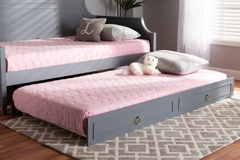 Baxton Studio Mariana Classic and Traditional Grey Finished Wood Twin Size Trundle